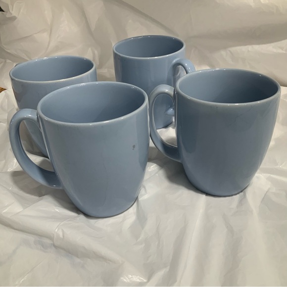 Set Of 4 Vintage Corelle Stoneware Coffee Cups Mugs Light Blue/Periwinkle - Picture 7 of 11